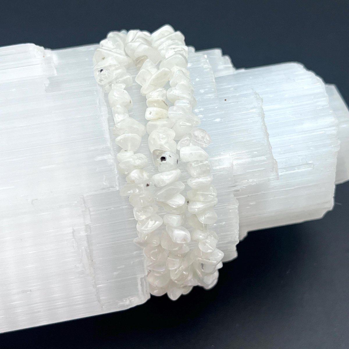Rainbow Moonstone Chip Bead Elastic Stretch Bracelet - 1 Piece